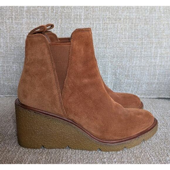 Clarks Clarkford Top - Dark Tan Suede Wedge Ankle Boots - Womens 10M - Picture 4 of 9